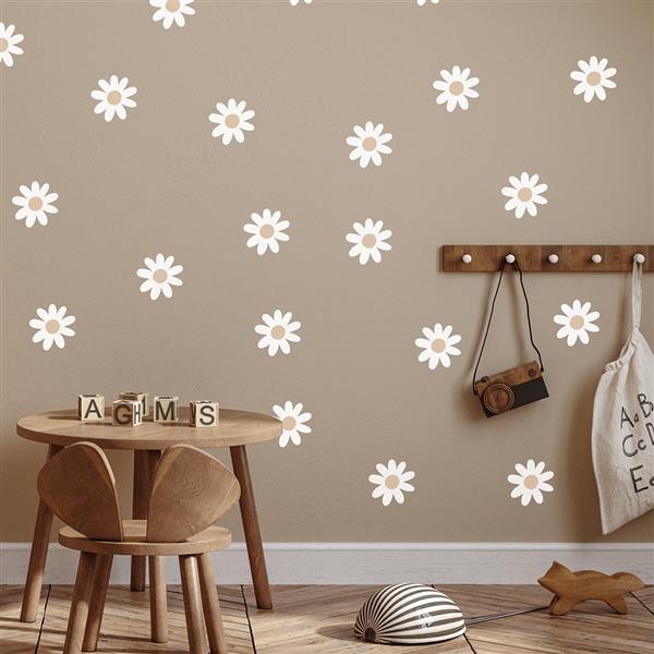 Grote foto muurstickers daisies vi white daisies vi kinderen en baby complete kinderkamers