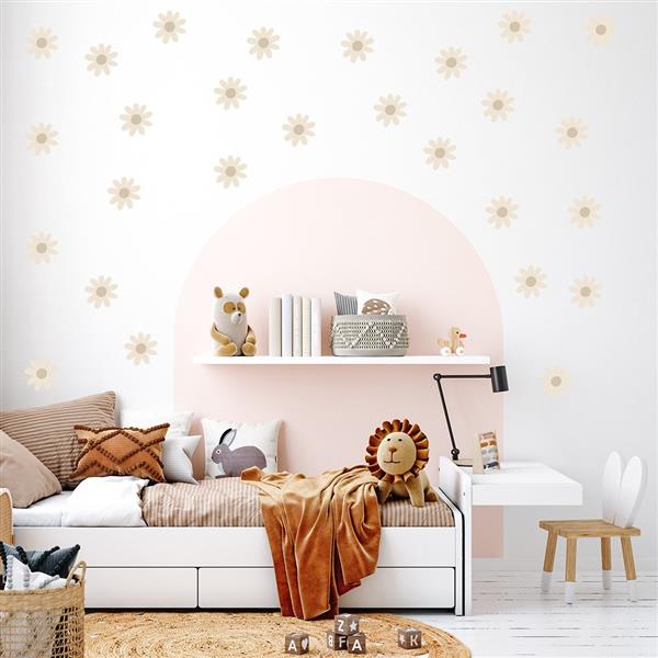 Grote foto muurstickers daisies v beige daisies v kinderen en baby complete kinderkamers