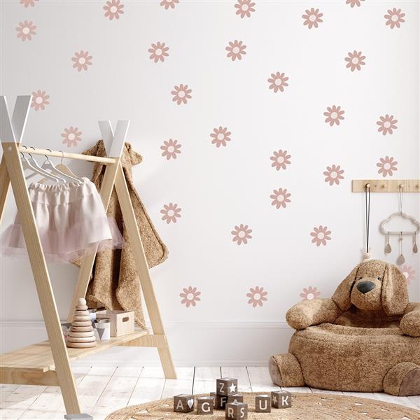Grote foto muurstickers daisies iv pink daisies iv kinderen en baby complete kinderkamers