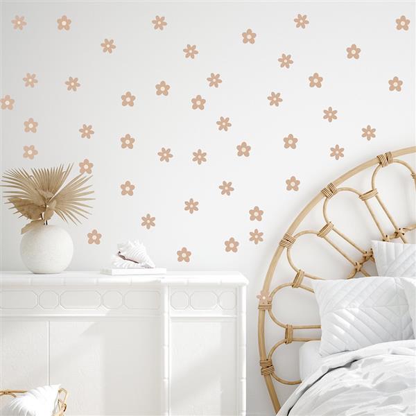 Grote foto muurstickers daisies iii beige daisies iii kinderen en baby complete kinderkamers