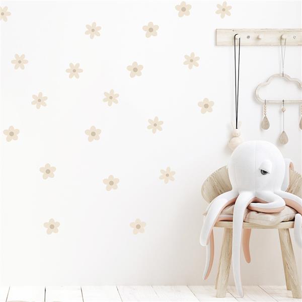 Grote foto muurstickers daisies i beige daisies i kinderen en baby complete kinderkamers