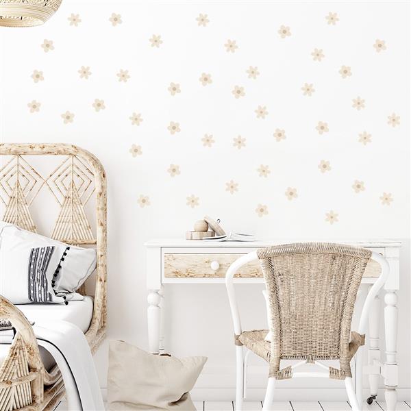 Grote foto muurstickers daisies i beige daisies i kinderen en baby complete kinderkamers