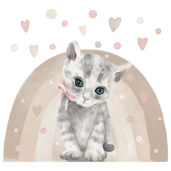 Grote foto muursticker cat cat kinderen en baby complete kinderkamers