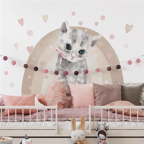 Grote foto muursticker cat cat kinderen en baby complete kinderkamers