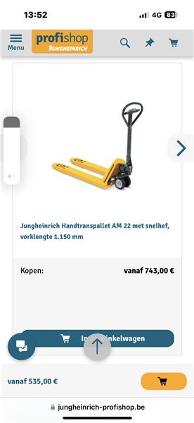 Grote foto handtranspallet jungheinrich doe het zelf en verbouw kranen en graafmachines