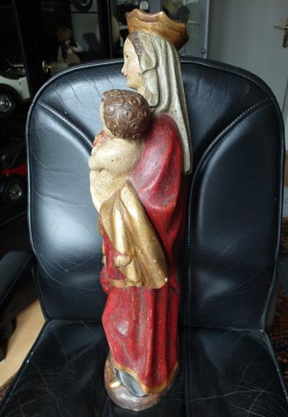 Grote foto figuursnijwerk geschnitzte antike madonna mit kind 62 cm hout antiek en kunst curiosa en brocante