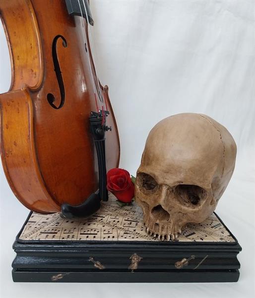 Grote foto ried gould sculptuur le violoniste 63.5 cm memento mori the violinist viool hoogwaard antiek en kunst curiosa en brocante