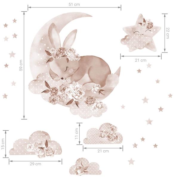 Grote foto muursticker boho sleeping rabbit sleeping rabit kinderen en baby complete kinderkamers