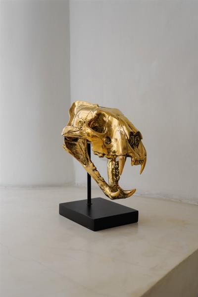 Grote foto sculptuur high quality bronze cast sumatran tiger skull panthera tigris sumatrae 30 cm brons antiek en kunst curiosa en brocante