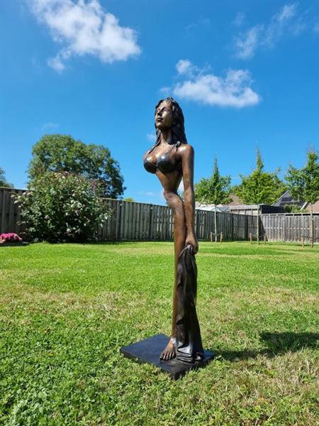 Grote foto beeld xl bronze art sculpture lady 100 cm brons antiek en kunst curiosa en brocante
