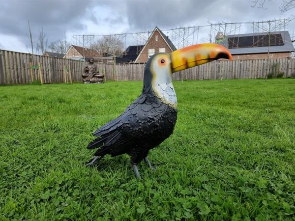 Grote foto beeld large metal toucan 42.5 cm metaal antiek en kunst curiosa en brocante