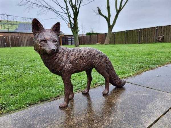 Grote foto beeld large bronze lifelike fox amazing details 57cm 38 cm brons antiek en kunst curiosa en brocante