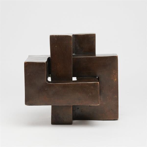 Grote foto sculptuur very heavy cubist sculpture the endless knot medium 20 cm brons antiek en kunst curiosa en brocante