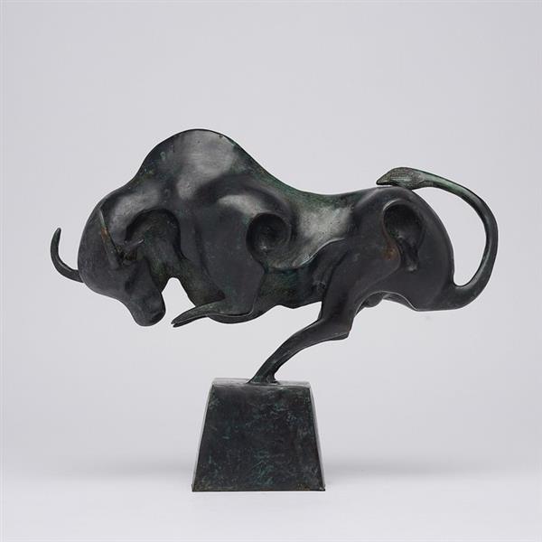 Grote foto sculptuur no reserve price bronze sculpture of a striking bull with base 32 cm brons antiek en kunst curiosa en brocante