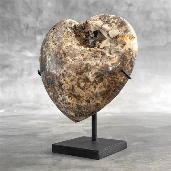 Grote foto geen reserveprijs prachtige hartvorm van kristalkwarts op standaard kristal hoogte 19 cm br antiek en kunst curiosa en brocante