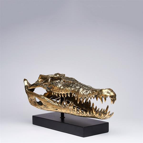Grote foto sculptuur saltwater crocodile skull fashioned in bronze on custom stand crocodylus porosus b antiek en kunst curiosa en brocante