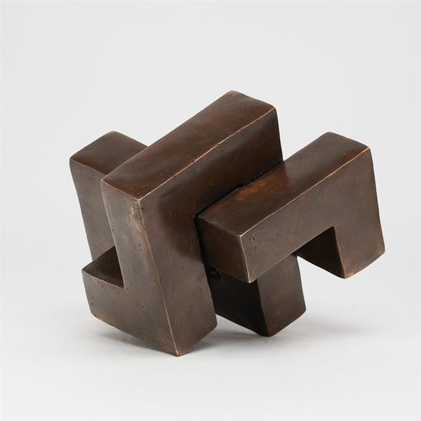 Grote foto sculptuur very heavy cubist sculpture the endless knot medium 20 cm brons antiek en kunst curiosa en brocante