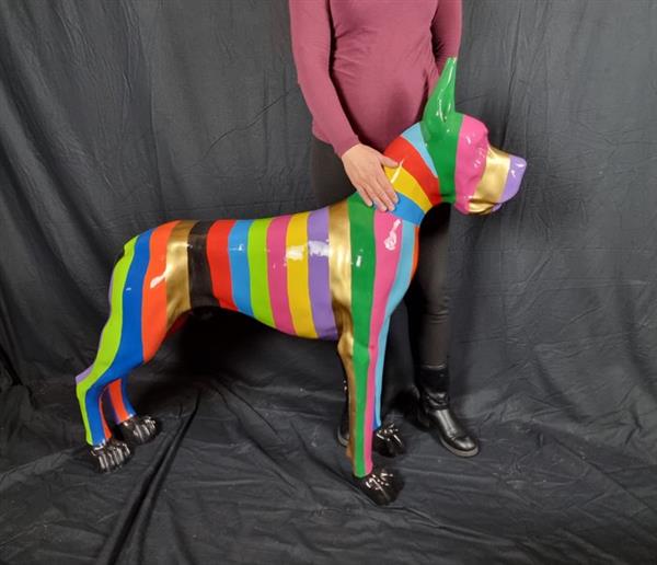 Grote foto sculptuur xxl doberman rainbow dog 109.5 cm hars antiek en kunst curiosa en brocante