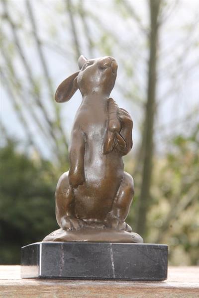Grote foto sculptuur the rabbit 14 cm brons marmer antiek en kunst curiosa en brocante