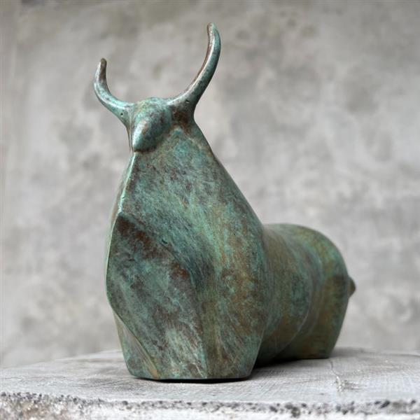 Grote foto beeld no reserve price bronze patinated statue of an abstract bull 15 cm brons antiek en kunst curiosa en brocante