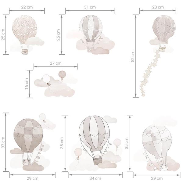 Grote foto muursticker beige balloons balloons kinderen en baby complete kinderkamers