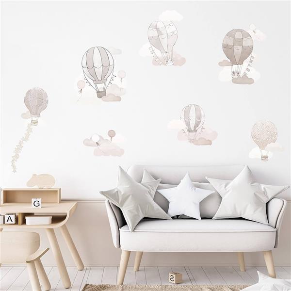 Grote foto muursticker beige balloons balloons kinderen en baby complete kinderkamers