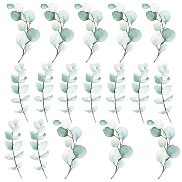 Grote foto muursticker leaves eucalyptus leaves kinderen en baby complete kinderkamers
