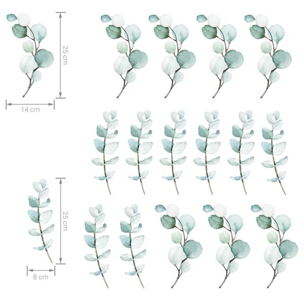 Grote foto muursticker leaves eucalyptus leaves kinderen en baby complete kinderkamers