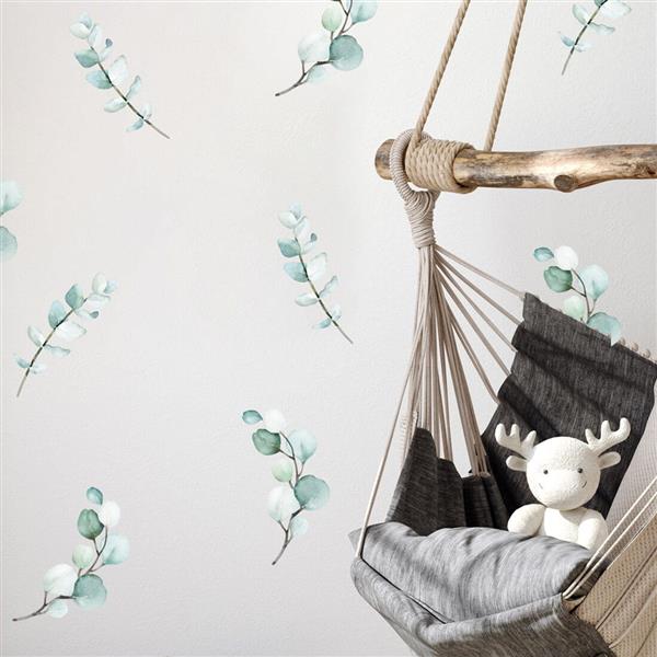 Grote foto muursticker leaves eucalyptus leaves kinderen en baby complete kinderkamers