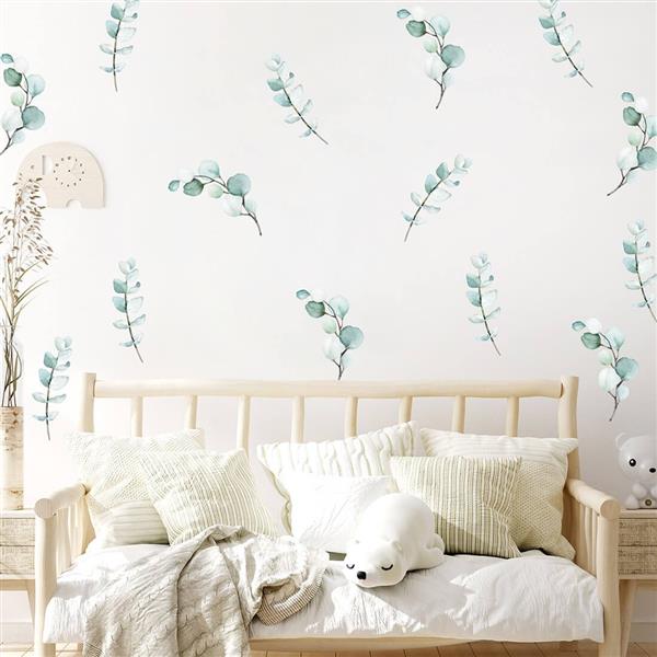 Grote foto muursticker leaves eucalyptus leaves kinderen en baby complete kinderkamers