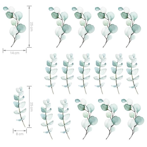 Grote foto muursticker leaves eucalyptus leaves kinderen en baby complete kinderkamers