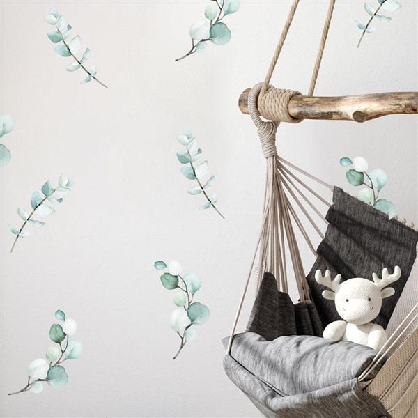 Grote foto muursticker leaves eucalyptus leaves kinderen en baby complete kinderkamers