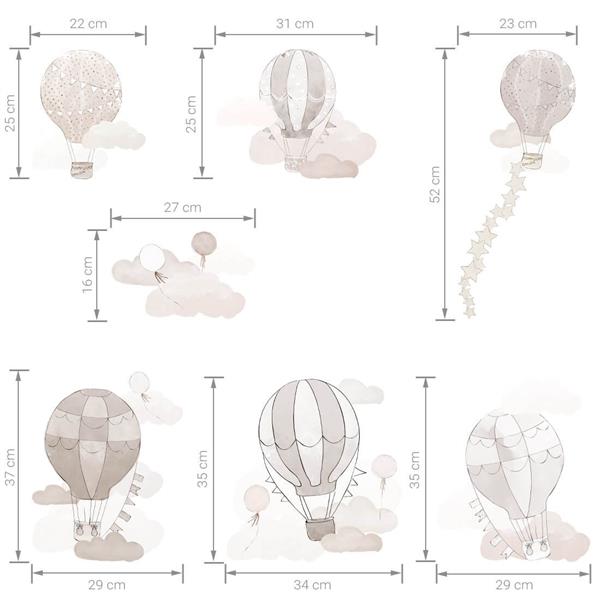 Grote foto muursticker beige balloons balloons kinderen en baby complete kinderkamers