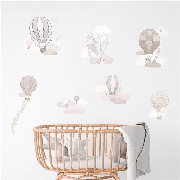 Grote foto muursticker beige balloons balloons kinderen en baby complete kinderkamers
