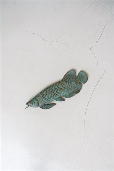 Grote foto sculptuur no reserve price sculpture arowana fish patinated bronze 13 cm brons antiek en kunst curiosa en brocante