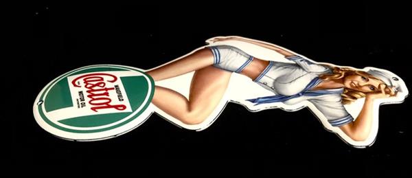 Grote foto castrol motor oil reclamebord een britse pin up reclamebord uit de jaren 90 gemaakt in het vere antiek en kunst curiosa en brocante