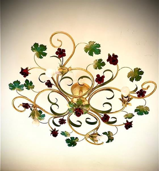 Grote foto slc illumina mg plafondlamp flo bladeren en bloemen ijzer gesmeed antiek en kunst curiosa en brocante