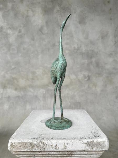 Grote foto sculptuur no reserve price bring the beauty of nature indoors with a patinated bronze crane statu antiek en kunst curiosa en brocante