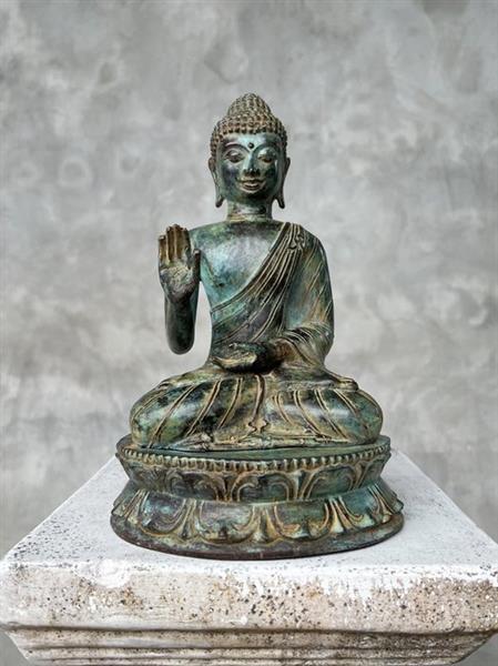 Grote foto sculptuur no reserve price bronze sculpture abhaya mudra 27 cm brons antiek en kunst curiosa en brocante