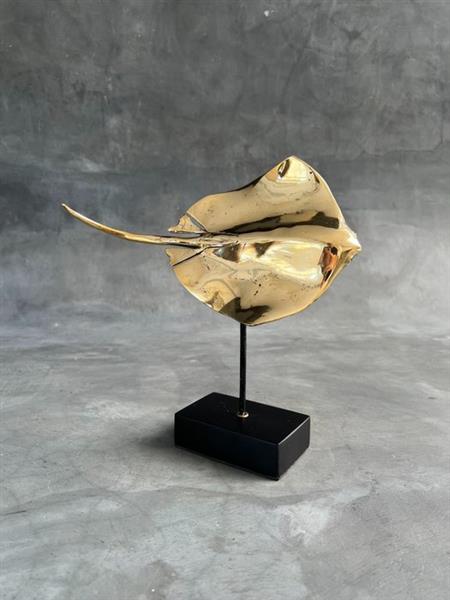 Grote foto beeld no reserve price stingray made of bronze on a stand 28 cm brons antiek en kunst curiosa en brocante