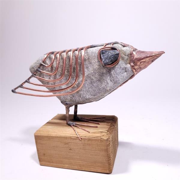 Grote foto jacek drzymala xx xxi sculptuur handmade stone bird no reserve 16 cm hout koper steen antiek en kunst curiosa en brocante