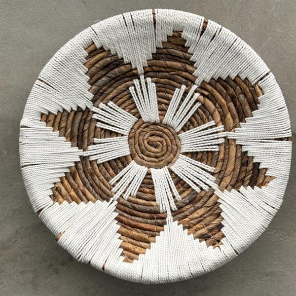 Grote foto wanddecoratie 3 no reserve price set of 3 exquisite woven wall discs white and brown colour antiek en kunst curiosa en brocante