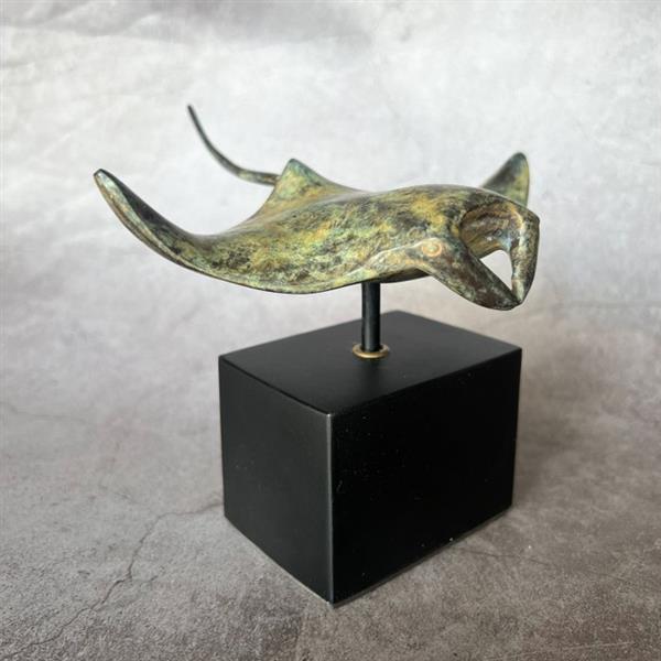 Grote foto sculptuur no reserve price patinated bronze manta ray sculpture 11.5 cm brons antiek en kunst curiosa en brocante