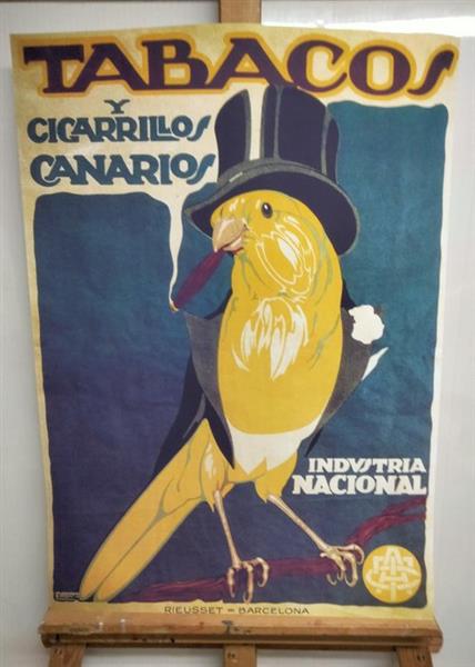 Grote foto publicidad espa ola tabaco de canarias cigarrillos cartel cl sico modernista modern licensed antiek en kunst curiosa en brocante