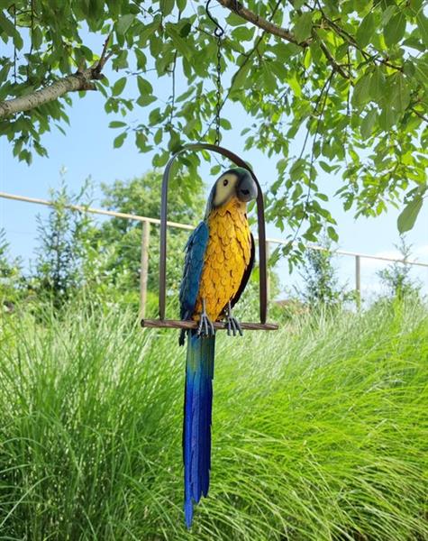 Grote foto beeldje a parrot on swing metaal antiek en kunst curiosa en brocante