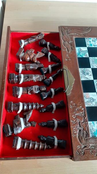 Grote foto schaakspel hout antiek en kunst curiosa en brocante