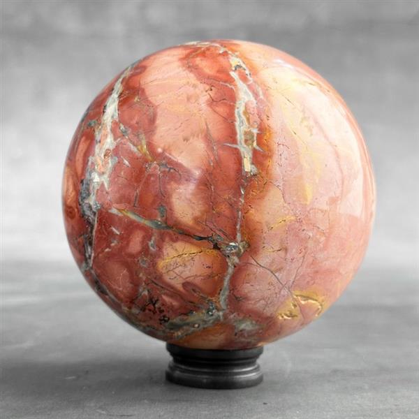 Grote foto geen reserveprijs prachtige maligano jasper sphere op aangepaste houten standaard bol 1900 g antiek en kunst curiosa en brocante