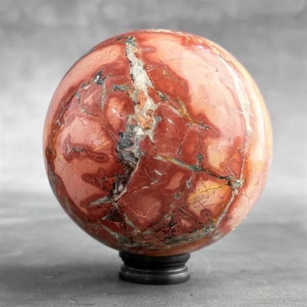 Grote foto geen reserveprijs prachtige maligano jasper sphere op aangepaste houten standaard bol 1900 g antiek en kunst curiosa en brocante