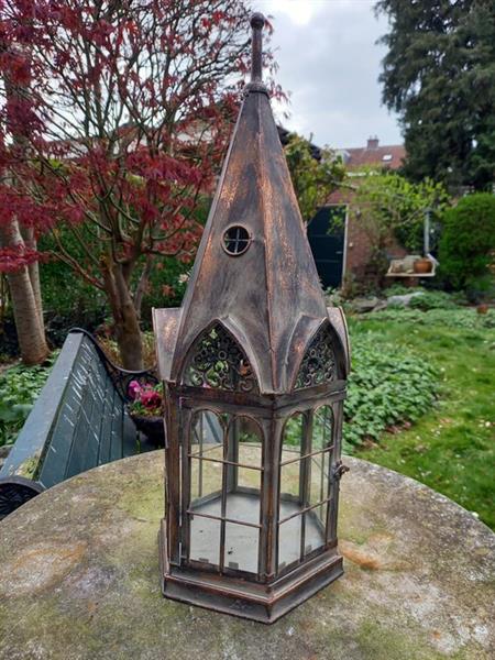 Grote foto lantaarn large tower candle lantern 59 cm glas metal antiek en kunst curiosa en brocante