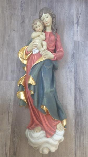 Grote foto snijwerk farbige madonna maria mutter gottes mit jesu kind auf dem arm heiligenfigur wandfigu antiek en kunst curiosa en brocante